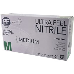 White Nitrile Gloves - Medium - Powder Free